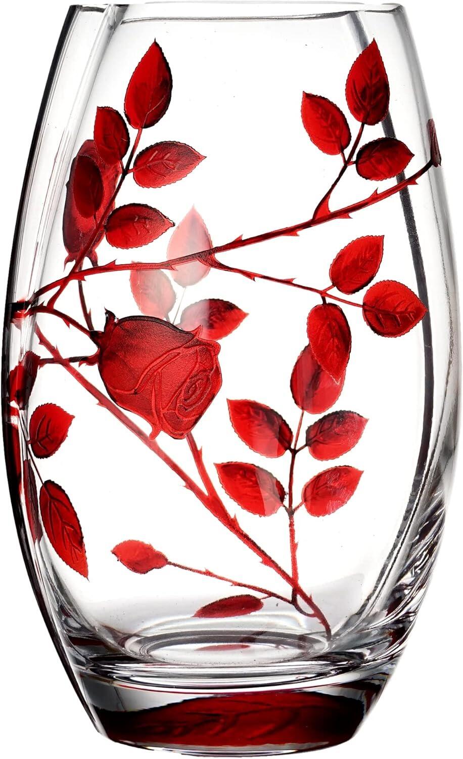 Nobile Glass Forever Rose Ruby Round Vase 20cm
