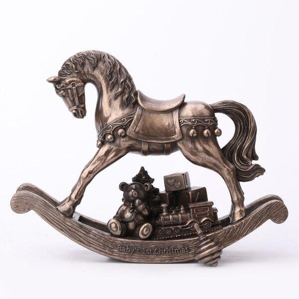 Genesis Fine Arts - Baby's 1st Christmas Rocking Horse Bronze