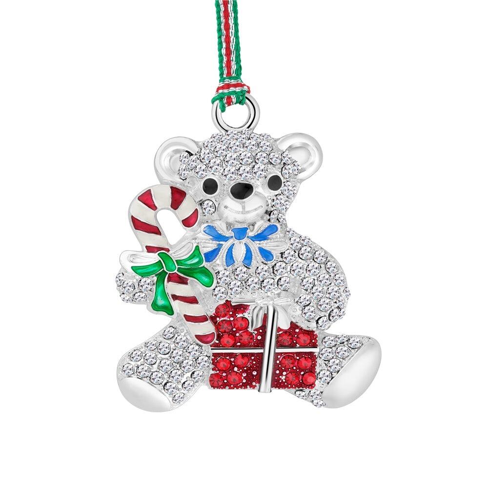 Newbridge Silverware Teddy Bear/Candy Cane Christmas Tree Decoration