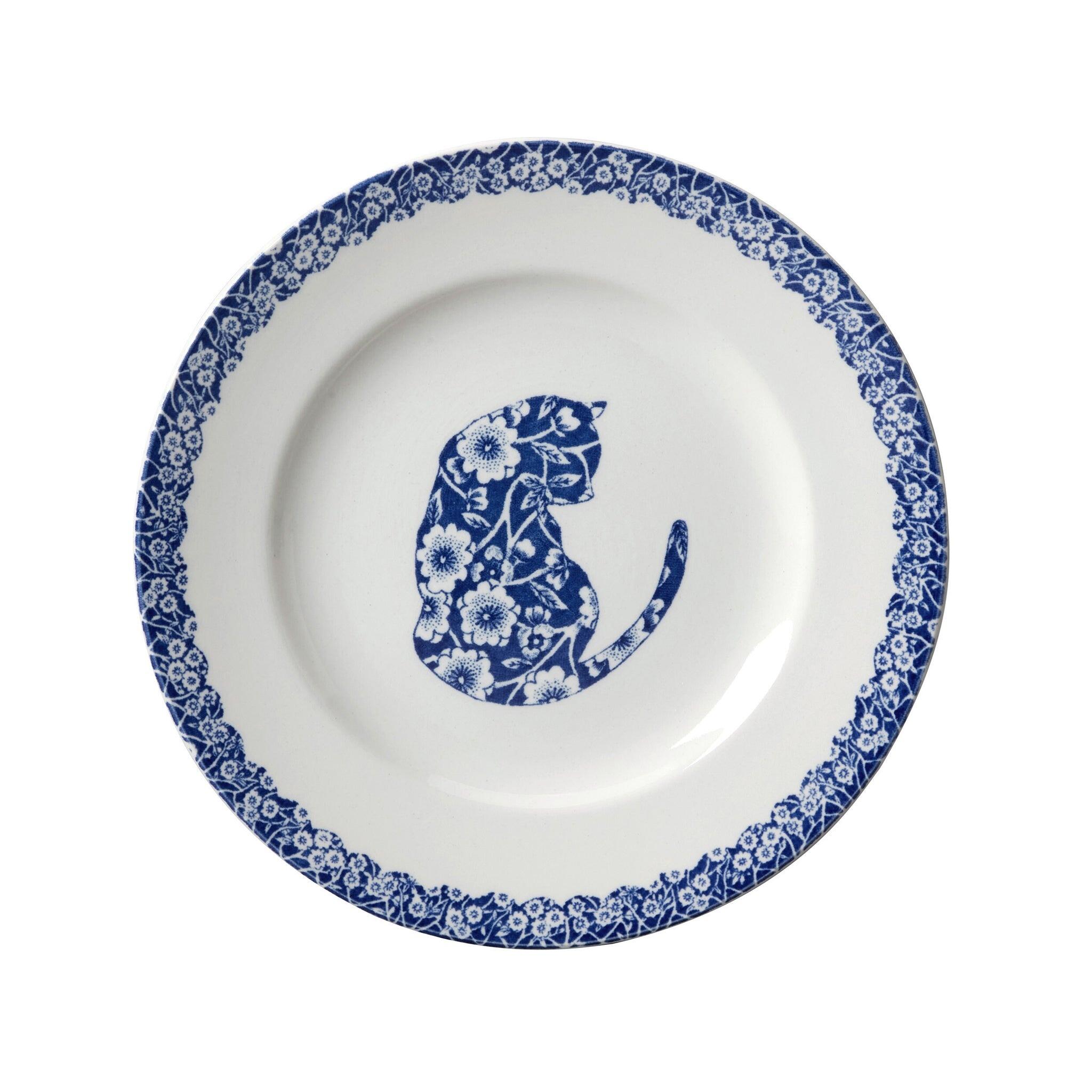 Burleigh Blue Calico Cat Plate 17.5cm