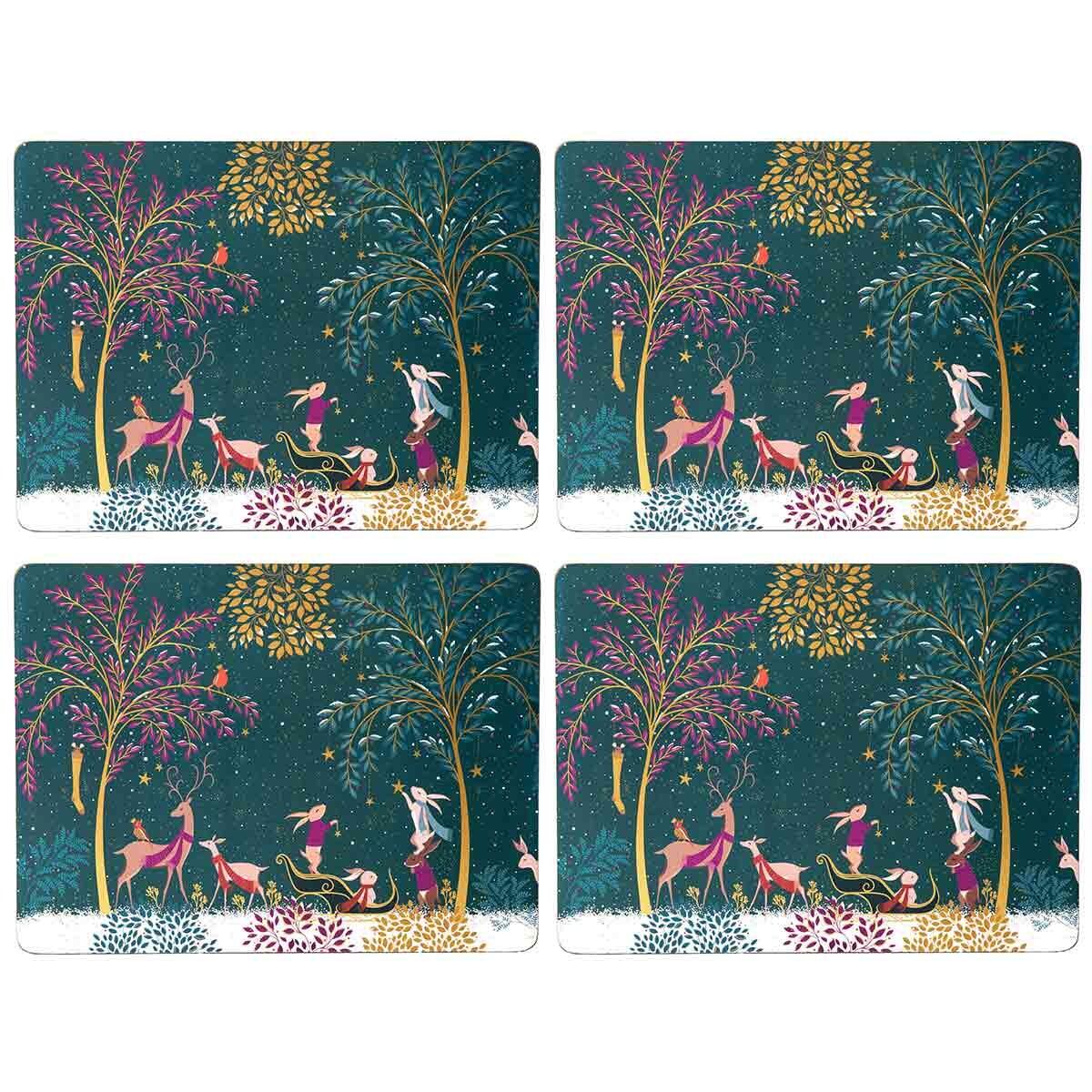 Woodland Tales Large Placemats - Set of 4 - Deer & Robins