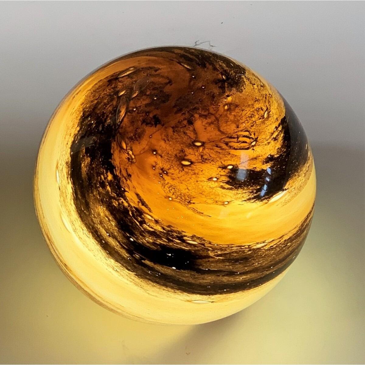Glass Globe Black & Orange Planet Table Lamp 18cm