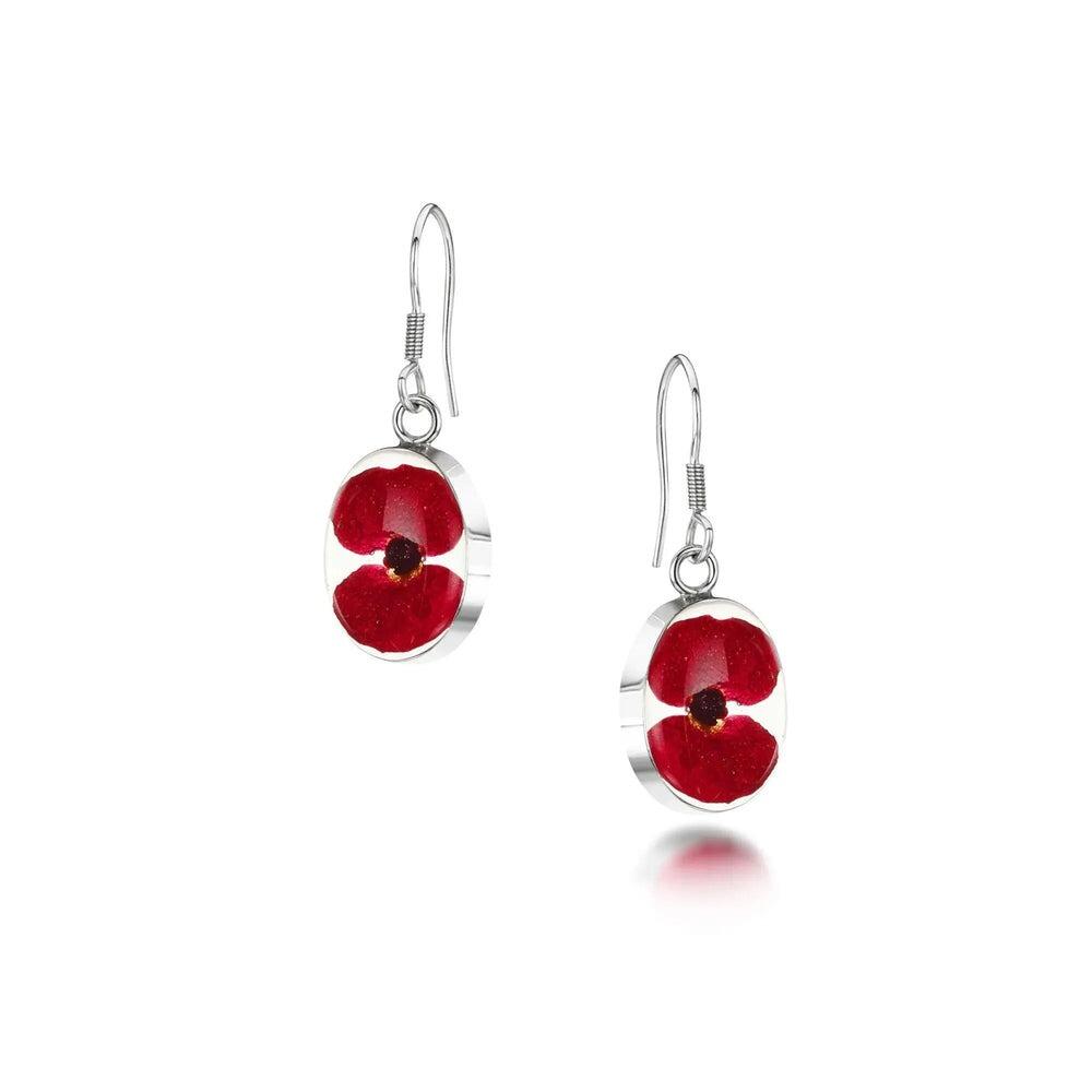 Shrieking Violet Silver Drop Earrings - Oval Poppy