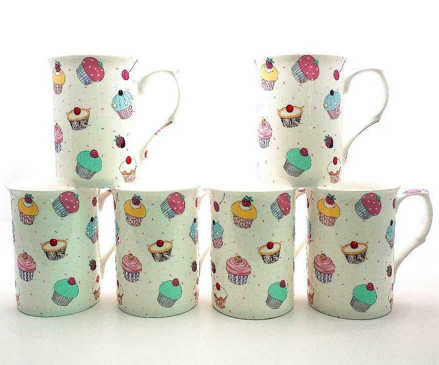 Heritage Bone China - Fairy Cup Cakes Mugs - Set of 6