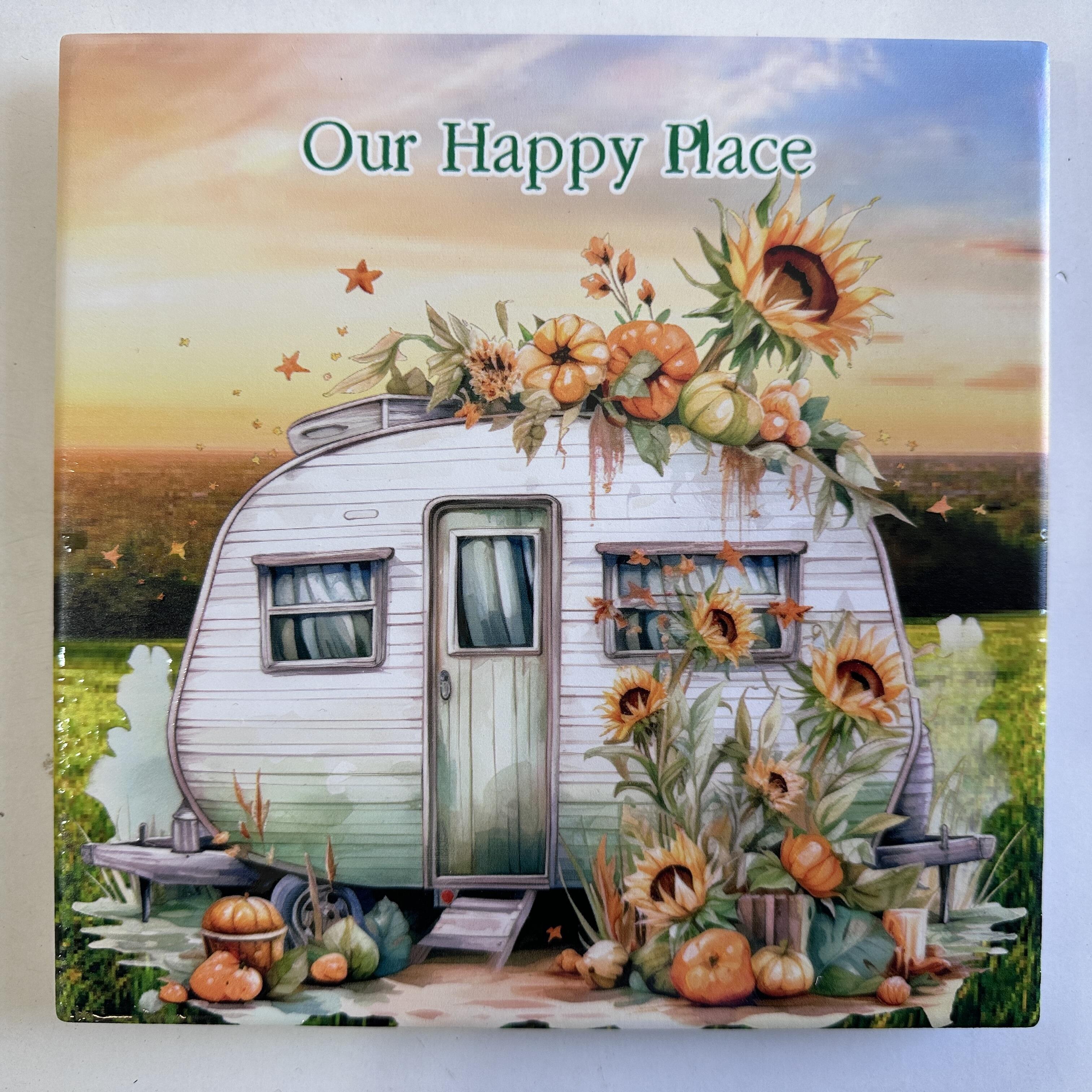 Milford Ceramic Art Tile or Trivet 20cm x 20cm - Caravan Happy Place