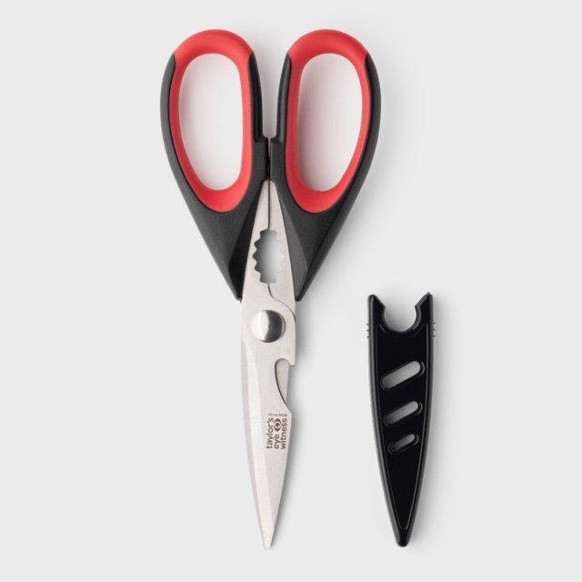 Taylors Eye Witness All Purpose Soft Grip Shears With Sheath Black & Red 23cm