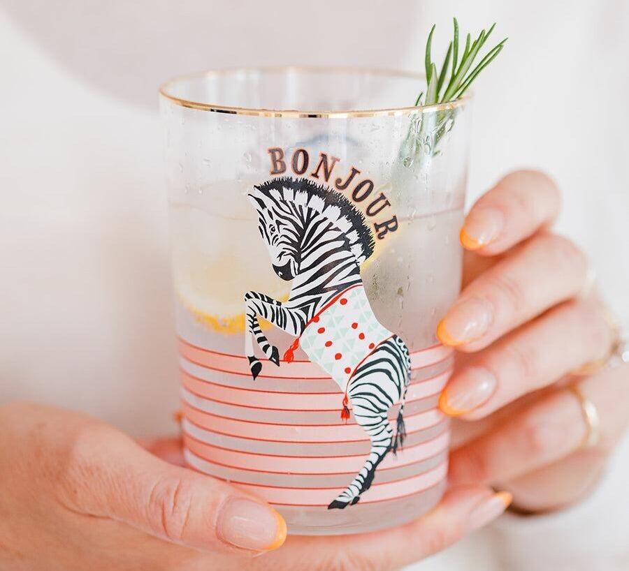 Yvonne Ellen Hi Ball Glass Zebra