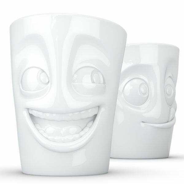 FiftyEight Products 2 Mug set without Handle in White 350 ml - Joking & Tasty