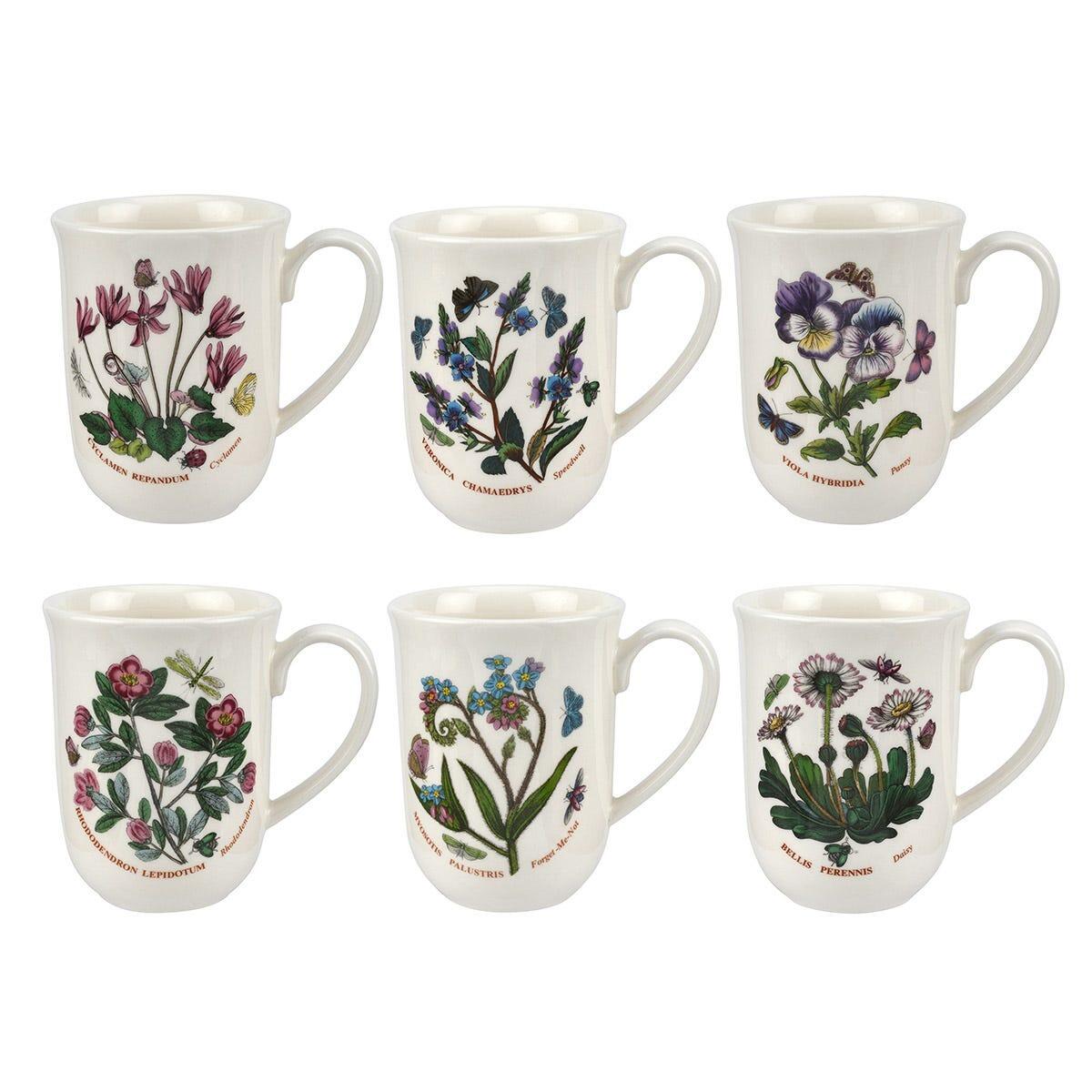 Portmeirion Botanic Garden Mugs Tulip Shape Set of 6