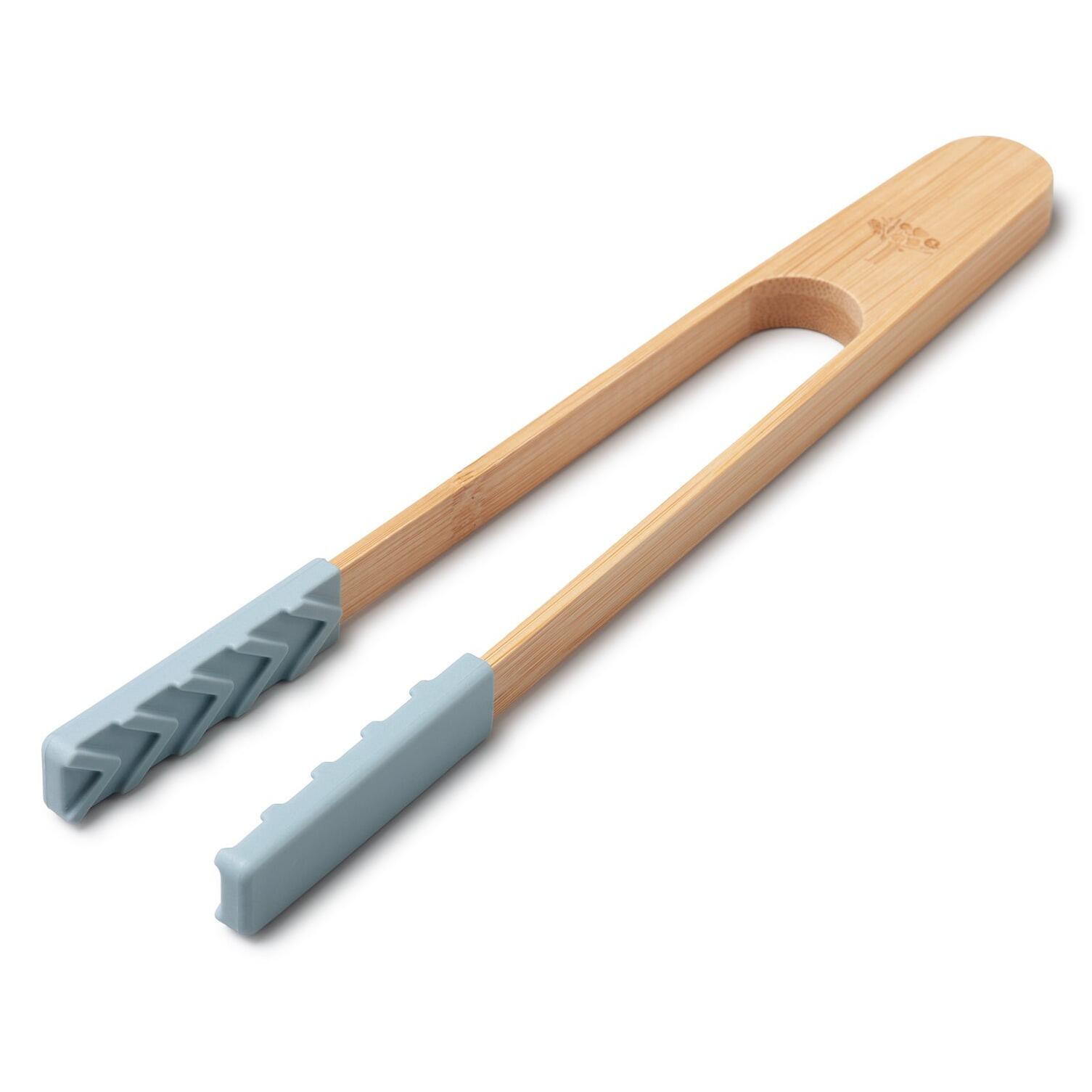 Zeal Bamboo Cooking Tongs with Silicone Tips 25cm Duck Egg Blue