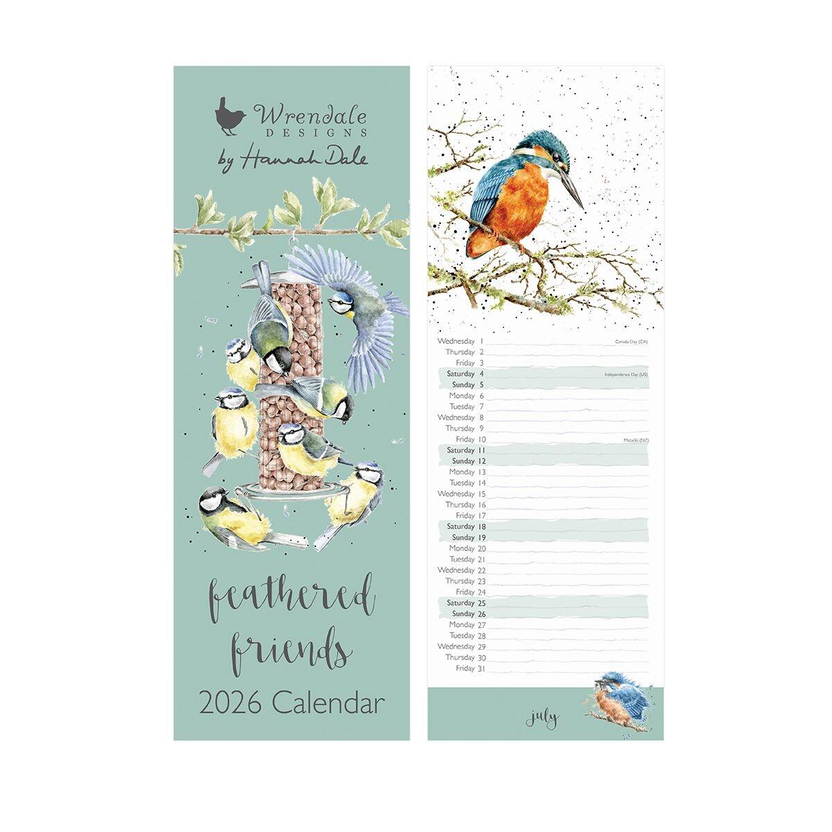 Wrendale 2026 Calendar - Slim - Feathered Friends
