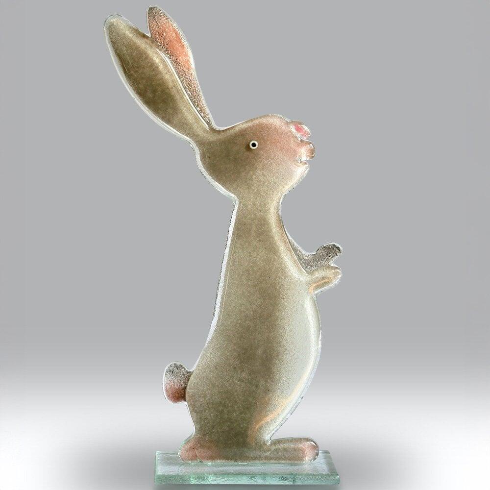 Nobile Fused Glass Artwork Champagne Bunny 20cm