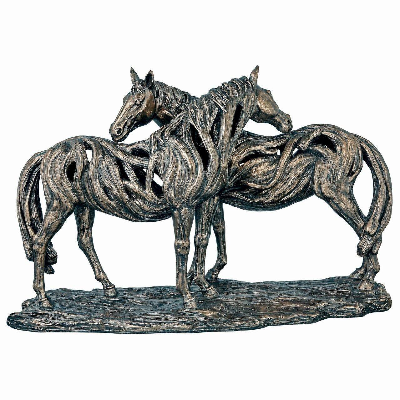 Genesis Fine Arts - Alliance Two Horses Embrace Driftwood Style Bronze