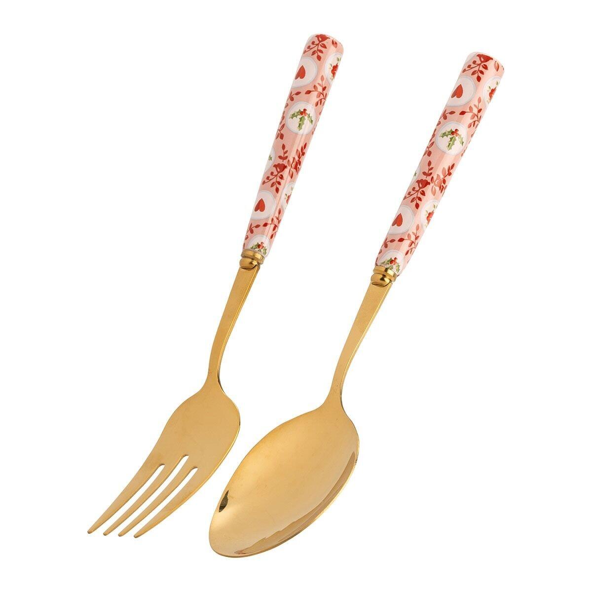 Cath Kidston Christmas Pink Holly Spots Serving Utensils Set