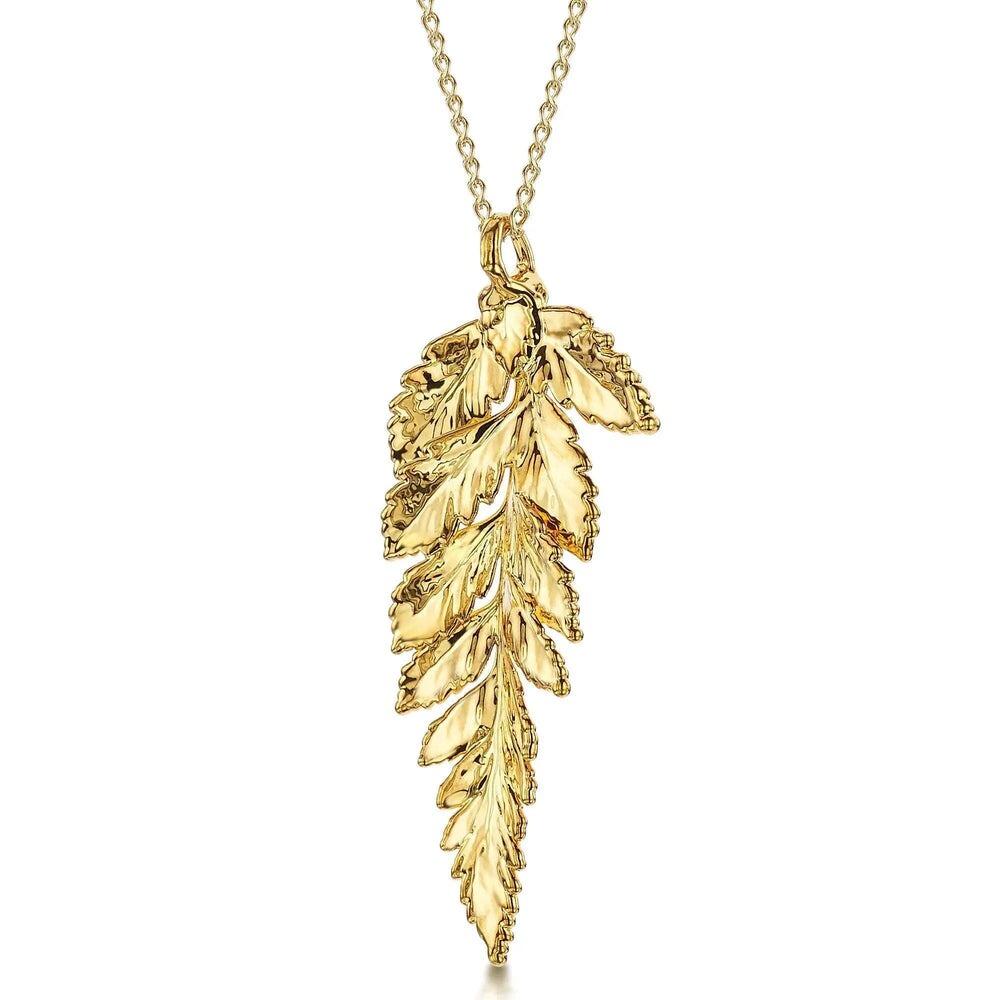 Shrieking Violet Gold Plated Leaf Necklace - Fern