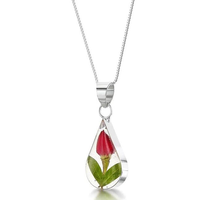 Shrieking Violet Silver Pendant - Rose Bud Teardrop