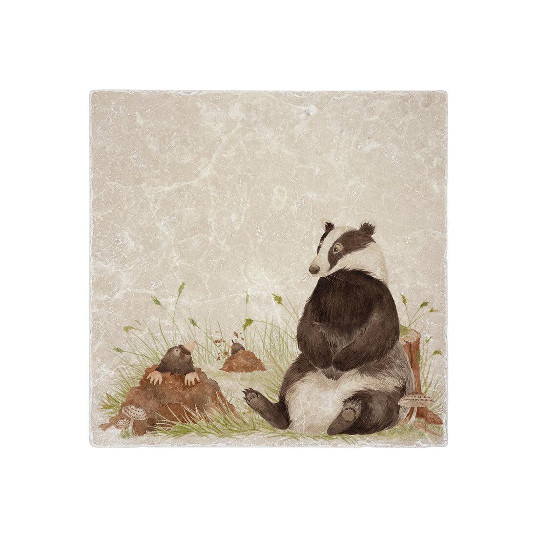 Humble Hare - The Badger and Mole Medium Platter 20cm x 20cm