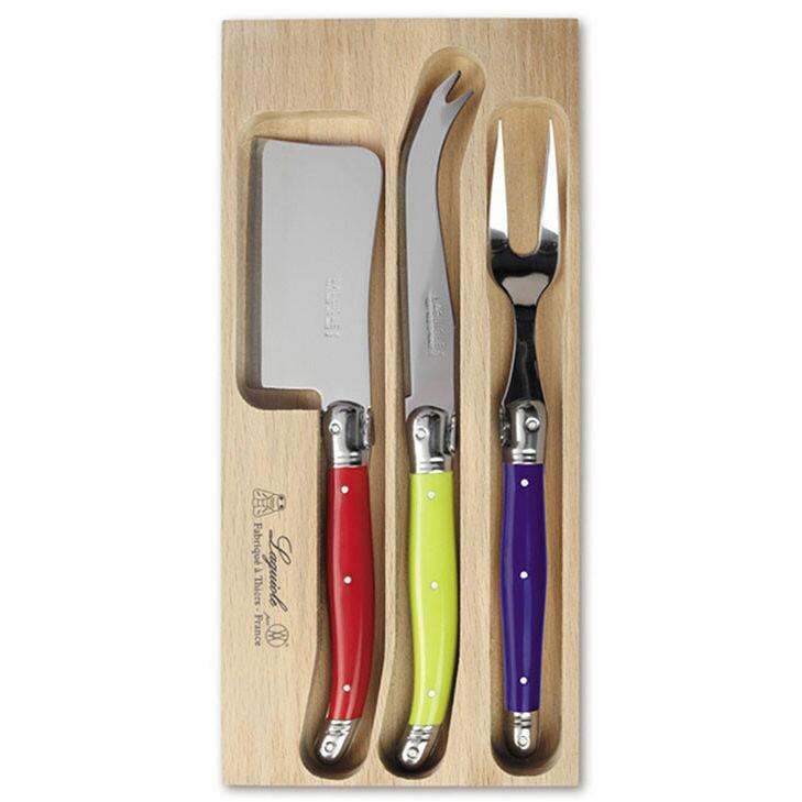 Laguiole Cheese Knife Set of 3 in a Tray in Multicolour