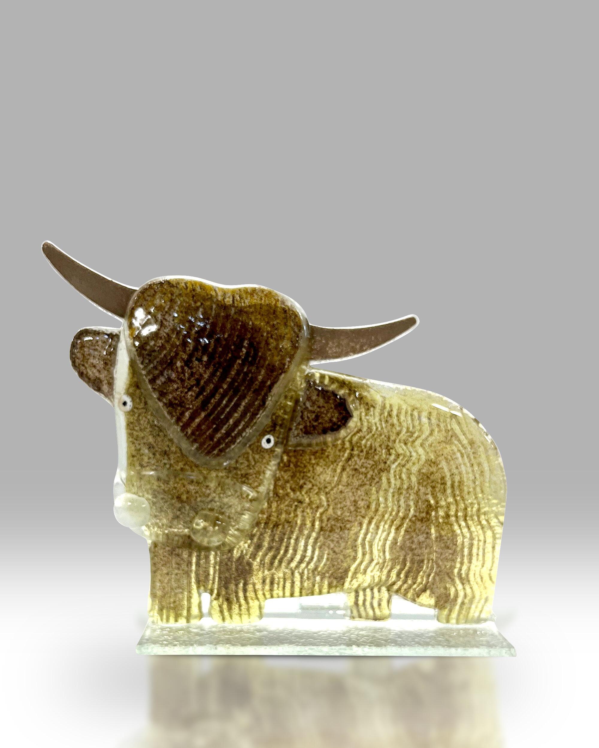 Nobile Fused Glass Artwork Highland Cow (Darker Colour)