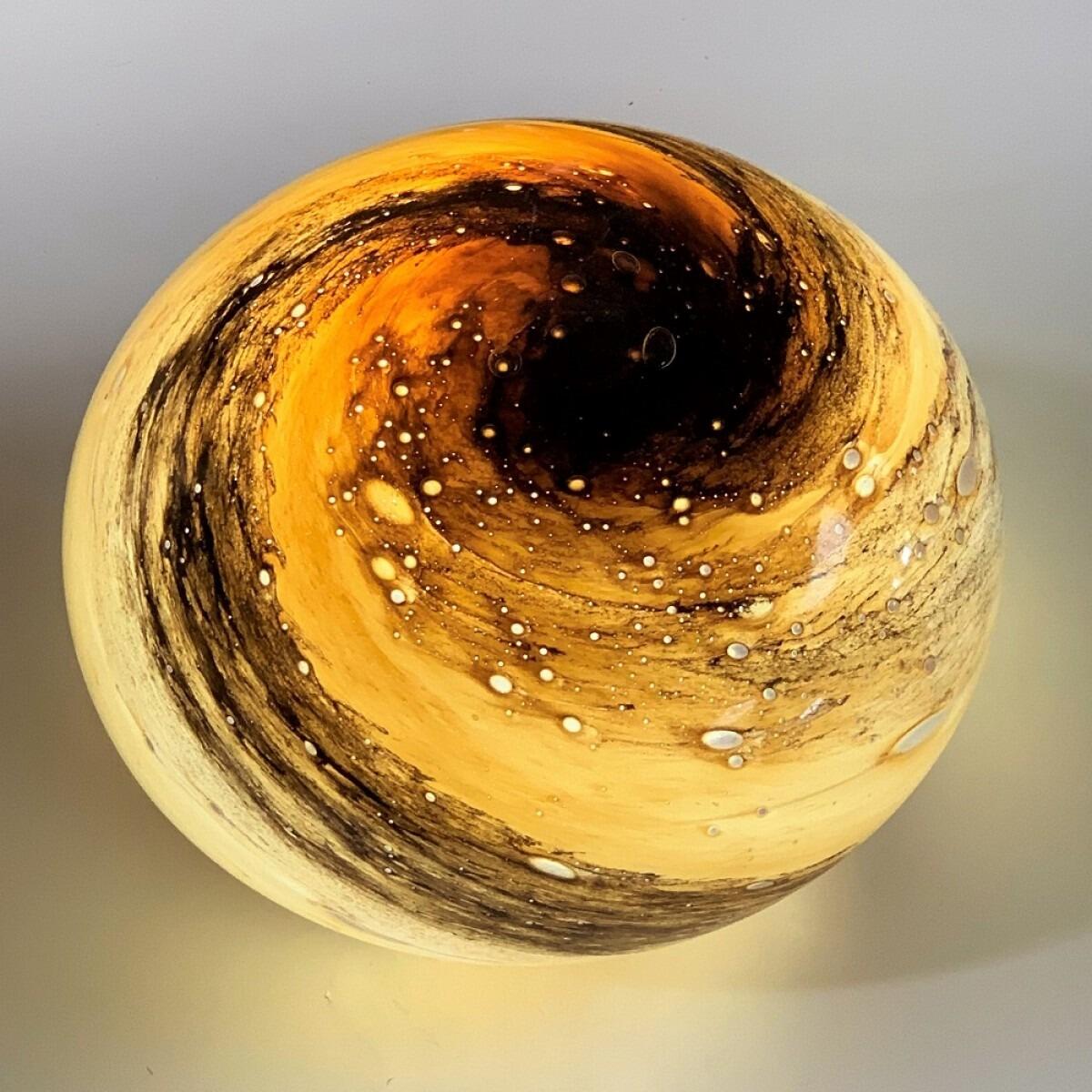 Glass Globe Black & Orange Planet Table Lamp Oval 25cm