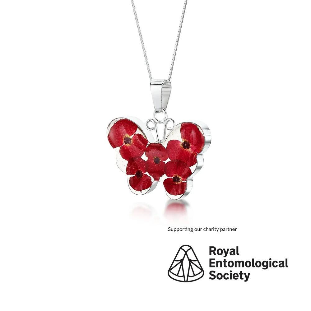 Shrieking Violet Silver Pendant - Poppy - Large Butterfly