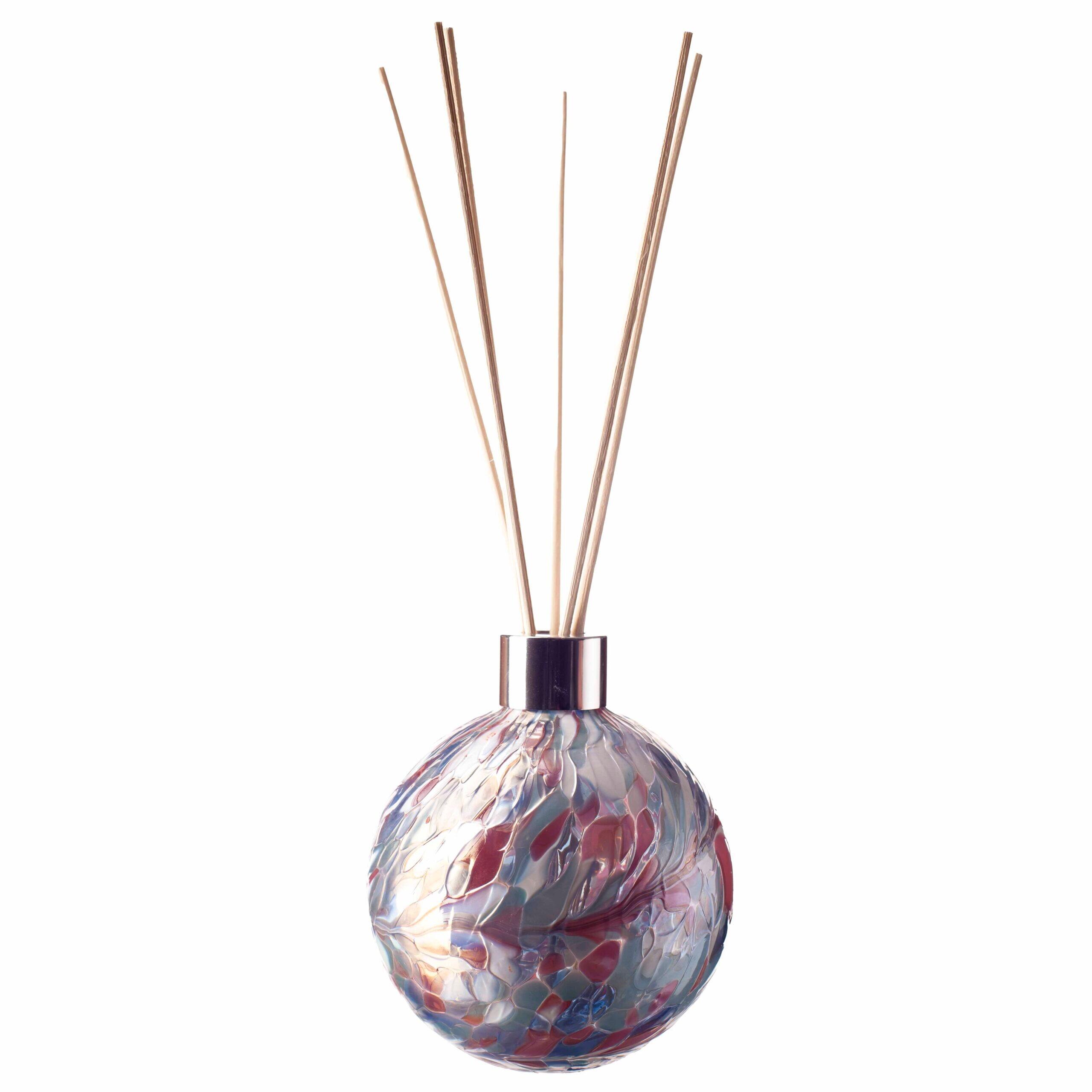 Amelia Reed Diffuser Glass Sphere in Pink Turquoise & White with Reeds