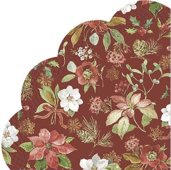 IHR Poinsettia Flowers Red Rondo Napkins