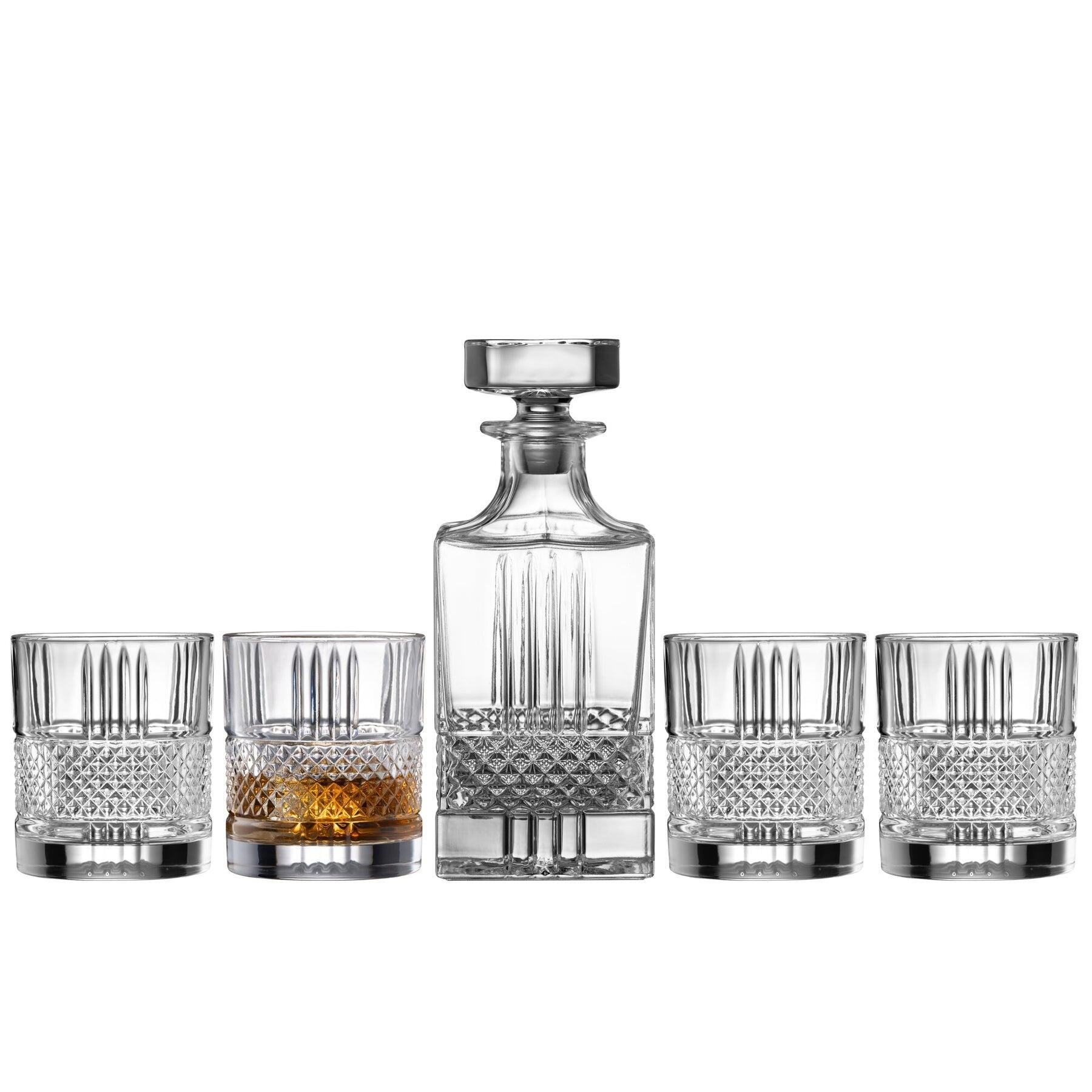 Galway Crystal Eyre Decanter and 4 DOF Whiskey Glasses Set