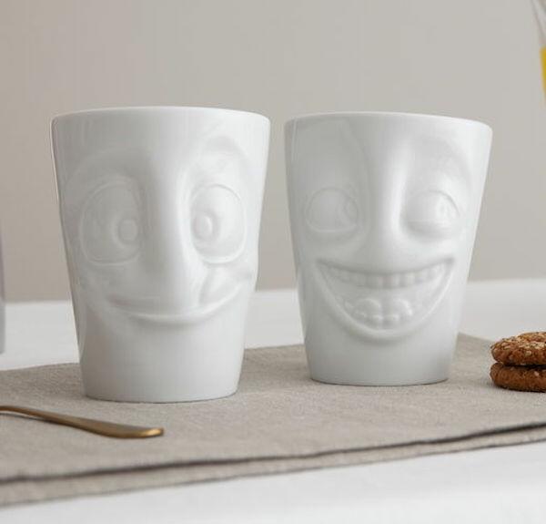 FiftyEight Products 2 Mug set without Handle in White 350 ml - Joking & Tasty