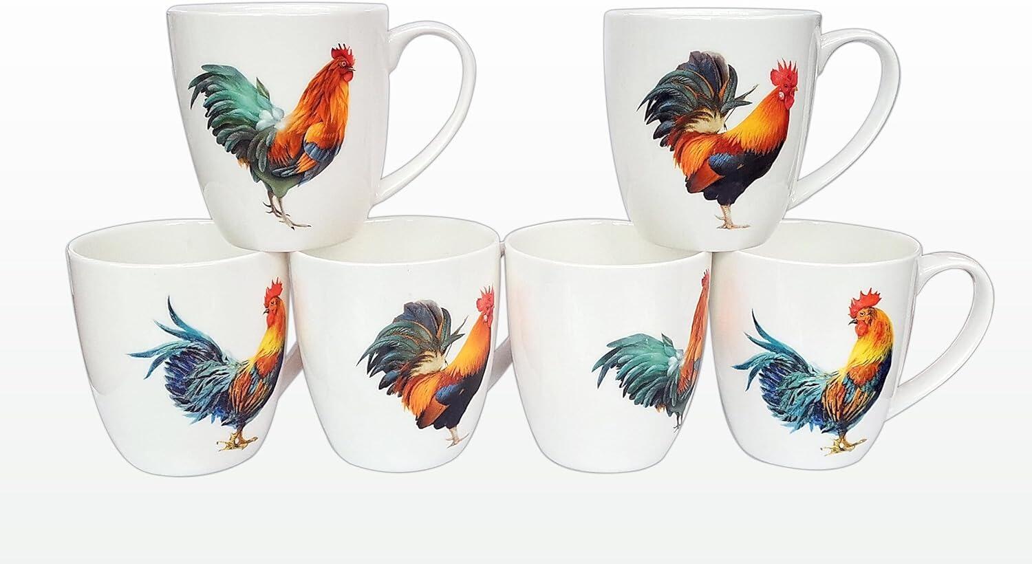 Heritage Bone China - Rooster Mugs DH Shape - Set of 6