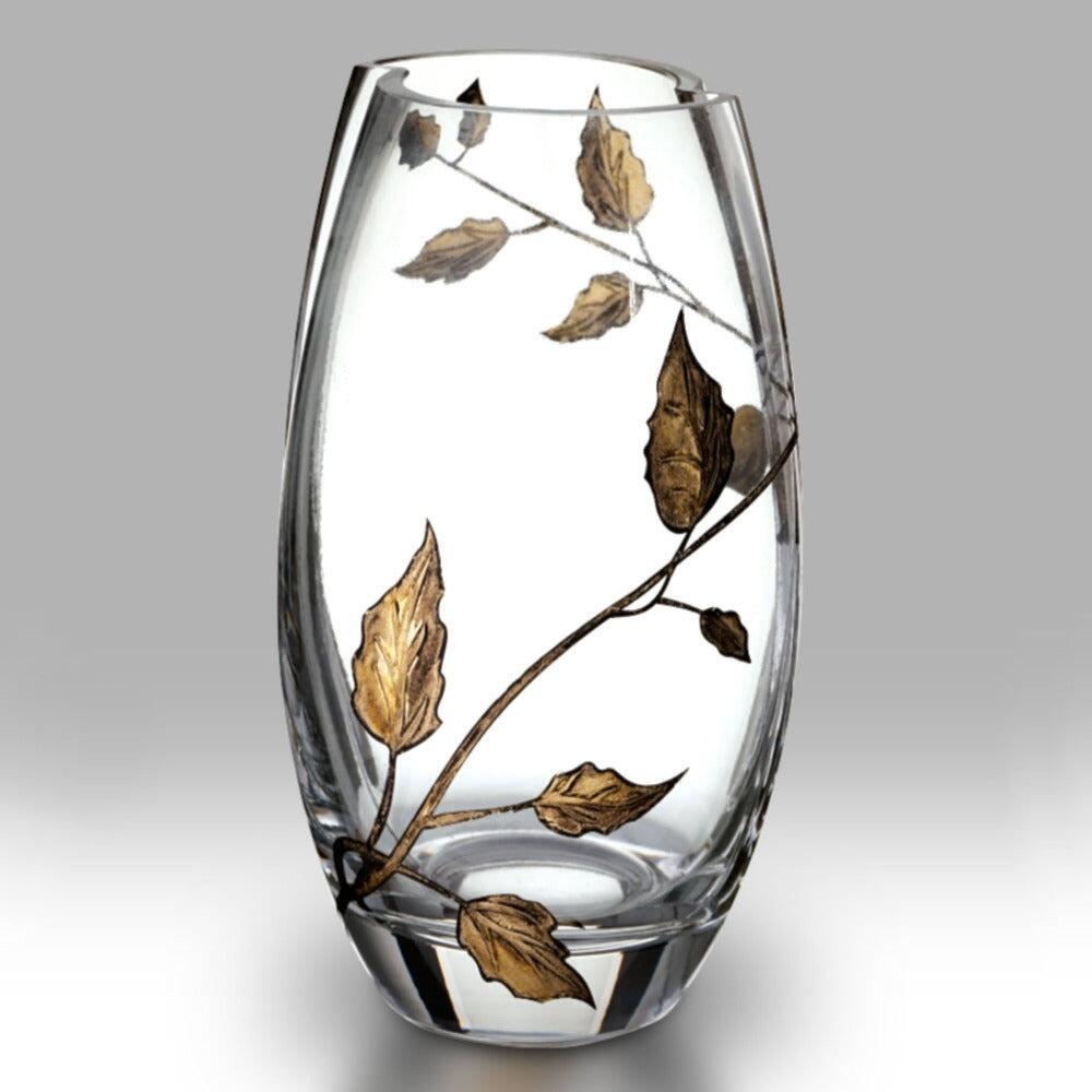 Nobile Glass Gold Leaf Round Vase 20cm