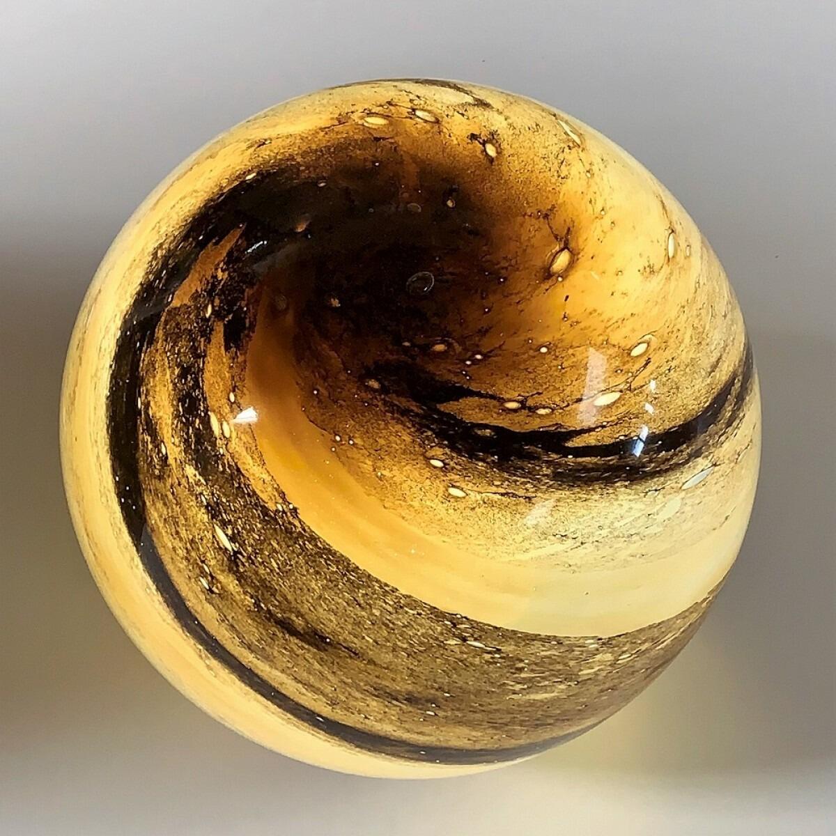 Glass Globe Black & Orange Planet Table Lamp 28cm