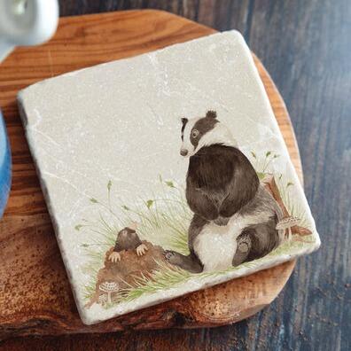 Humble Hare - The Badger and Mole Coasters Set of 2