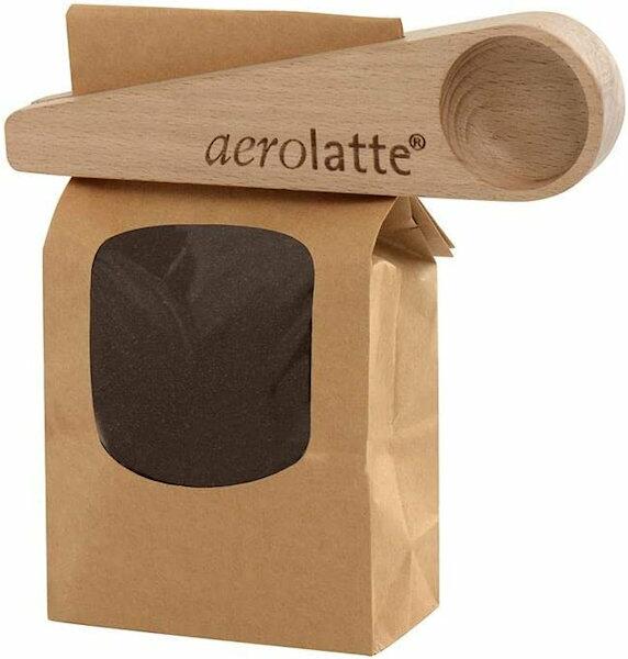 Aerolatte Beechwood Artisan Storage Bag Clip and Coffee Scoop in one