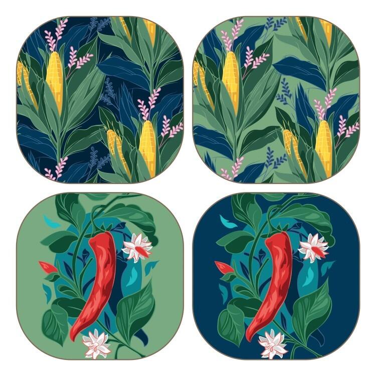The Recipe Thief Corn Chilli Coasters Set of 4