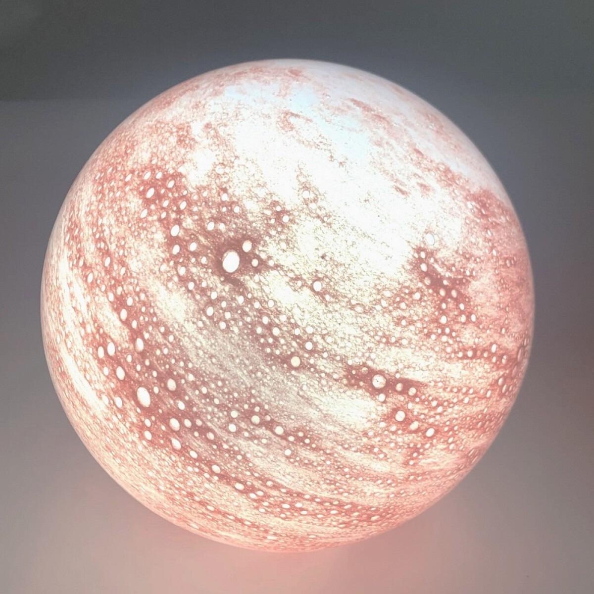 Glass Globe Pink & Orange Planet Table Lamp 18cm