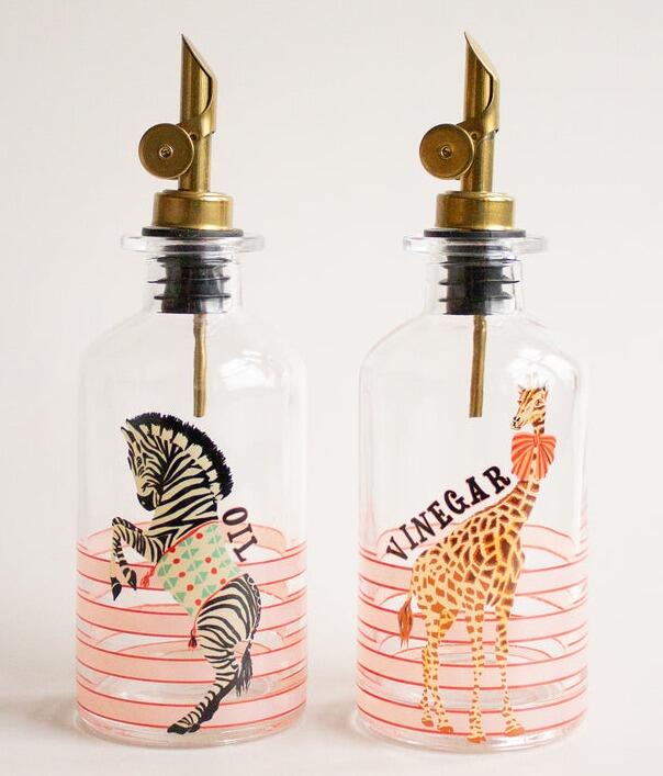 Yvonne Ellen Glass Oil & Vinegar - Animal Giraffe & Zebra