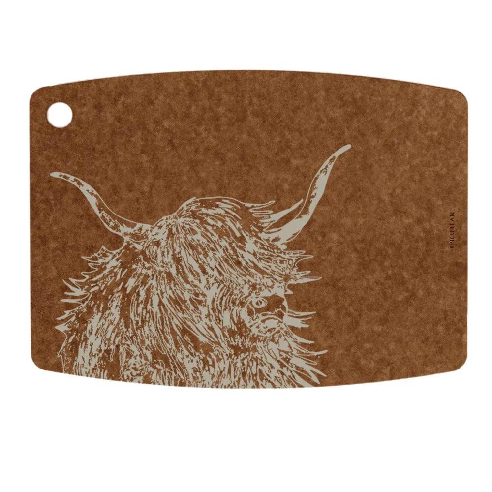 Epicurean Wood Composite Prep Board Nutmeg Colour Medium 30cm - Highland Cow