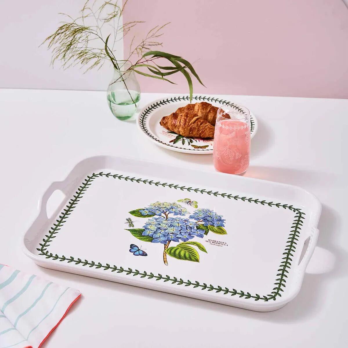 Portmeirion Botanic Garden Melamine Handled Serving Tray - Hydrangea 38cm