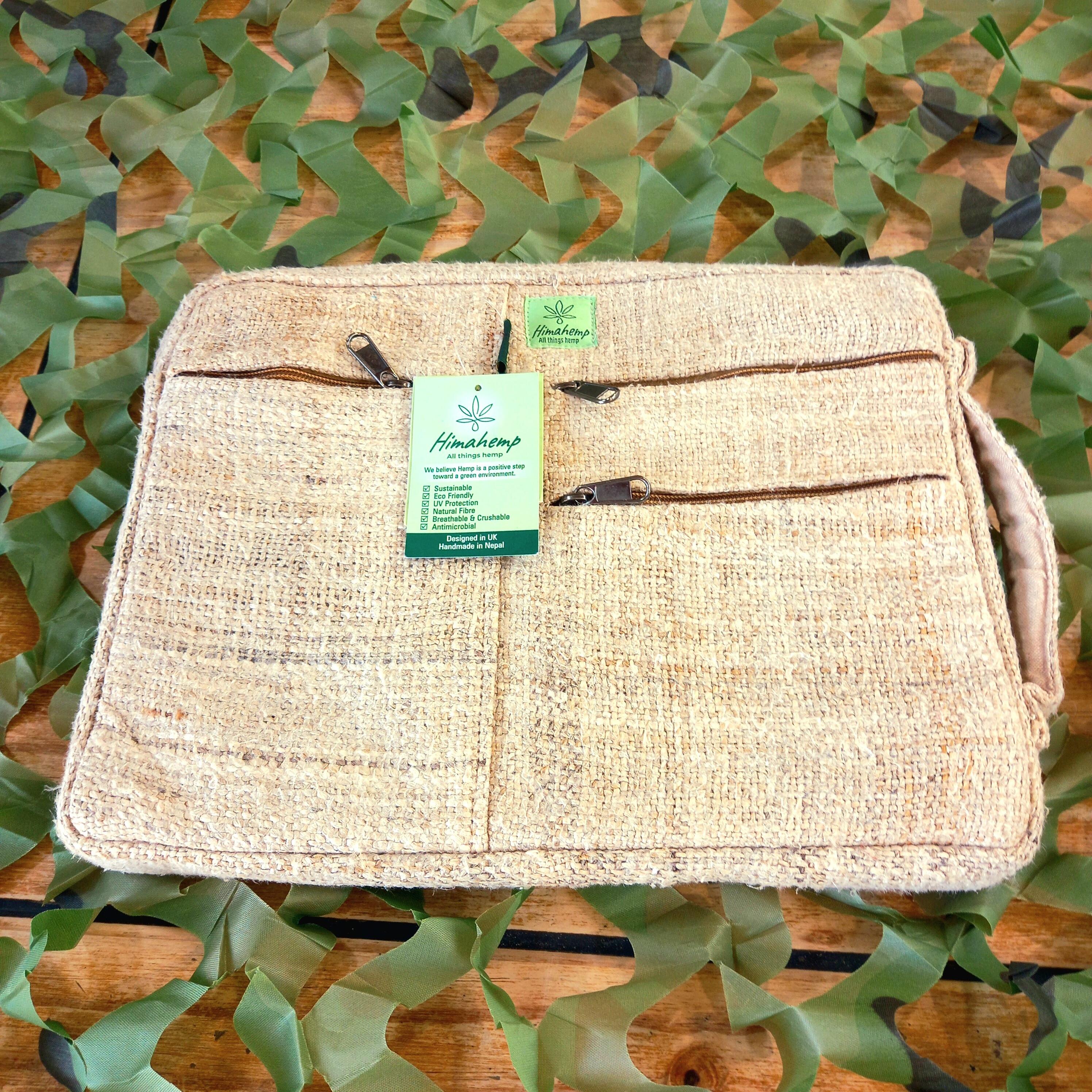 HimaHemp handmade hemp laptop bag front view