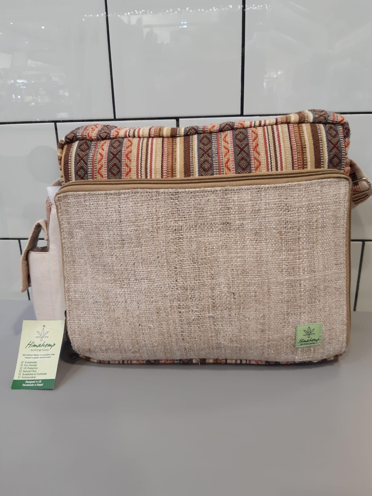 HimaHemp handmade hemp laptop bag 16 inch front view