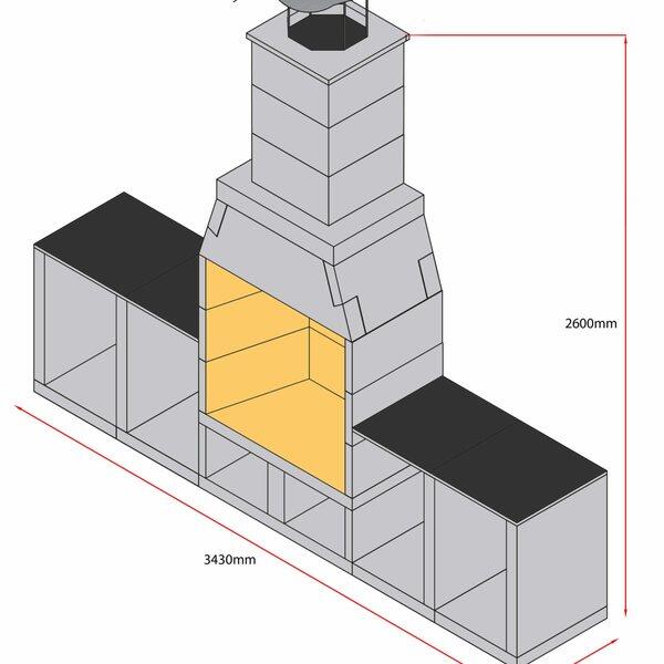 Isokern Kingham outdoor kitchen 3D layout