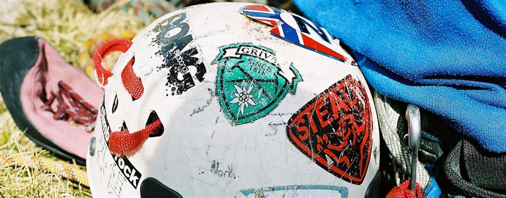 Can I put a sticker on a climbing helmet?