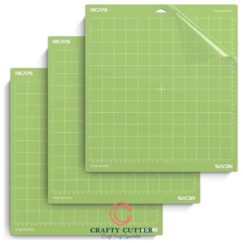 3 Pack Ecraft 12X12 Cutting Mat for Cricut Flexible Square Gridded Quilting Cut Mats Replacement for Crafts、Sewing and All Arts.（Variety Include StrongGrip/StandardGrip/LightGrip 
