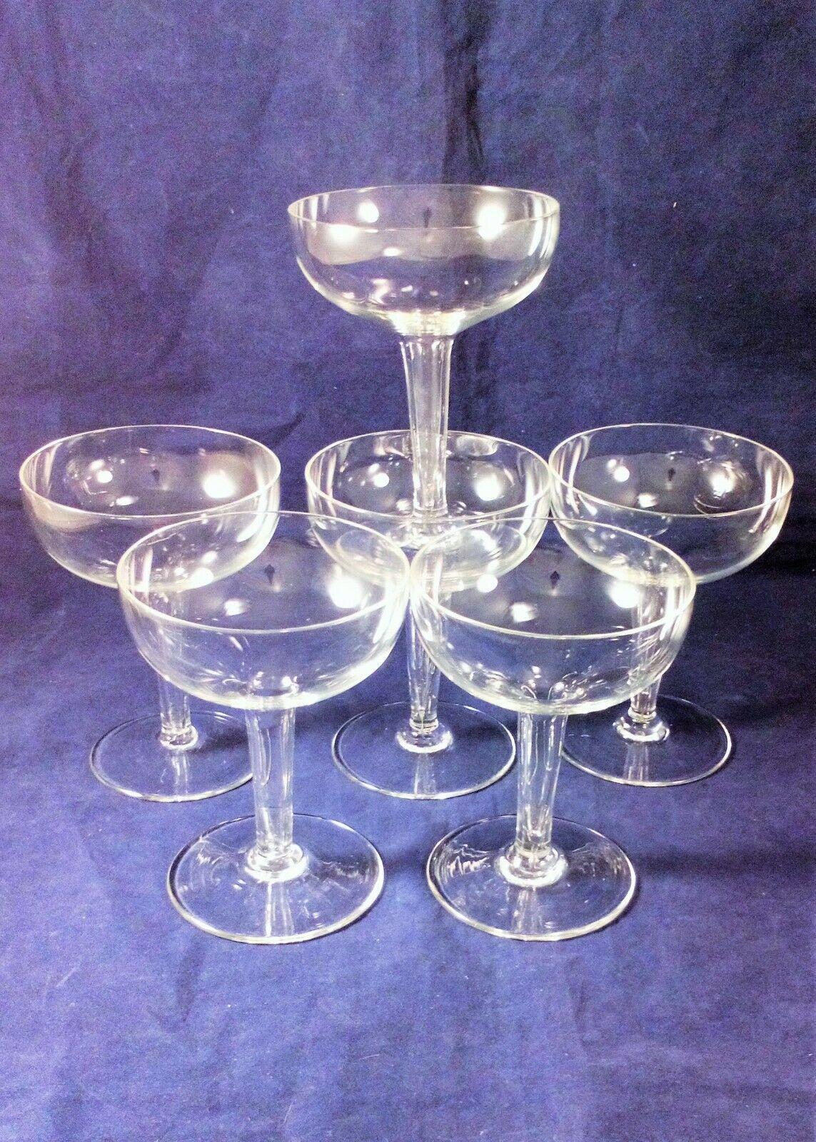 Vintage Set 6 Crystal Glass Champagne 