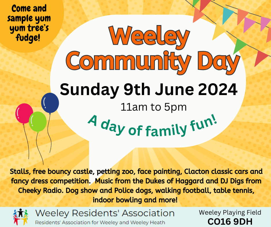 Weeley Community Day & Fair Date: Sunday 9th June 2024