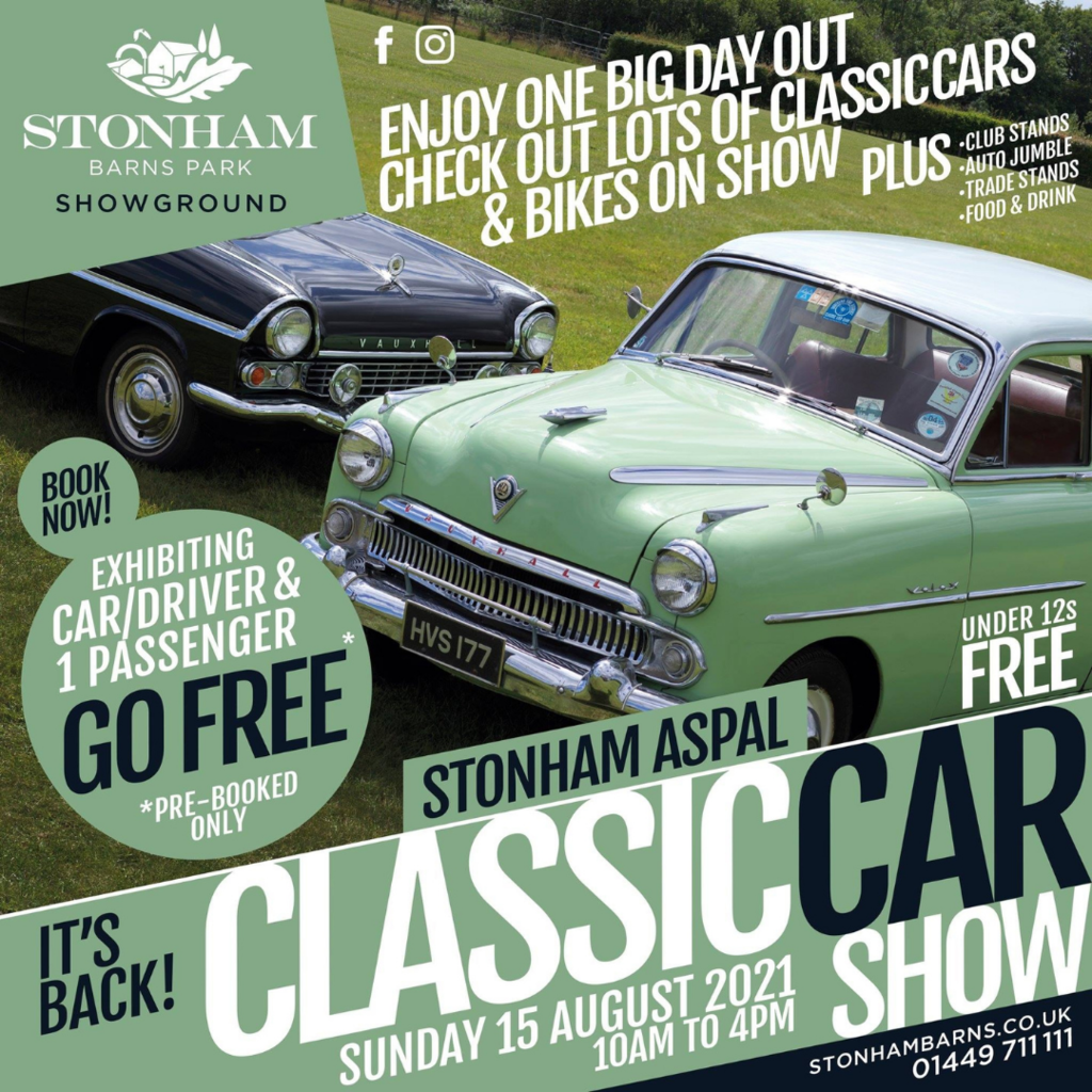 Stonham Barns Classic Car Show - Sunday 15th August - 10am - 4pm