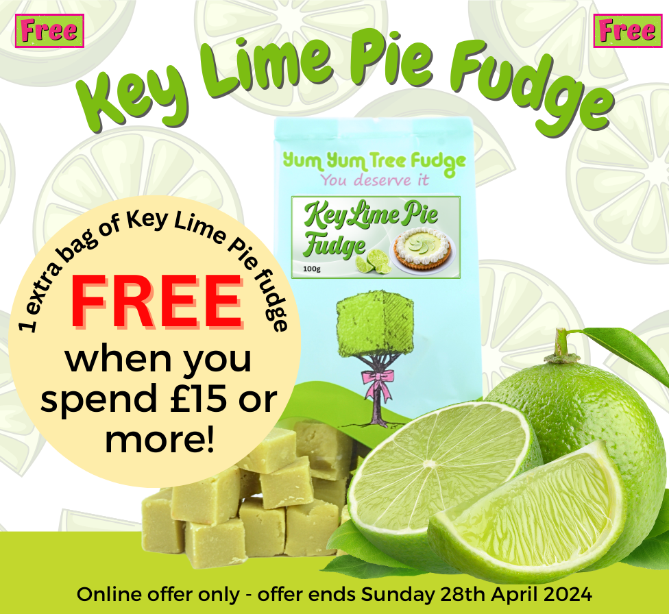 Get a free bag of our new & improved Key Lime Pie Fudge when you spend £15 and above.