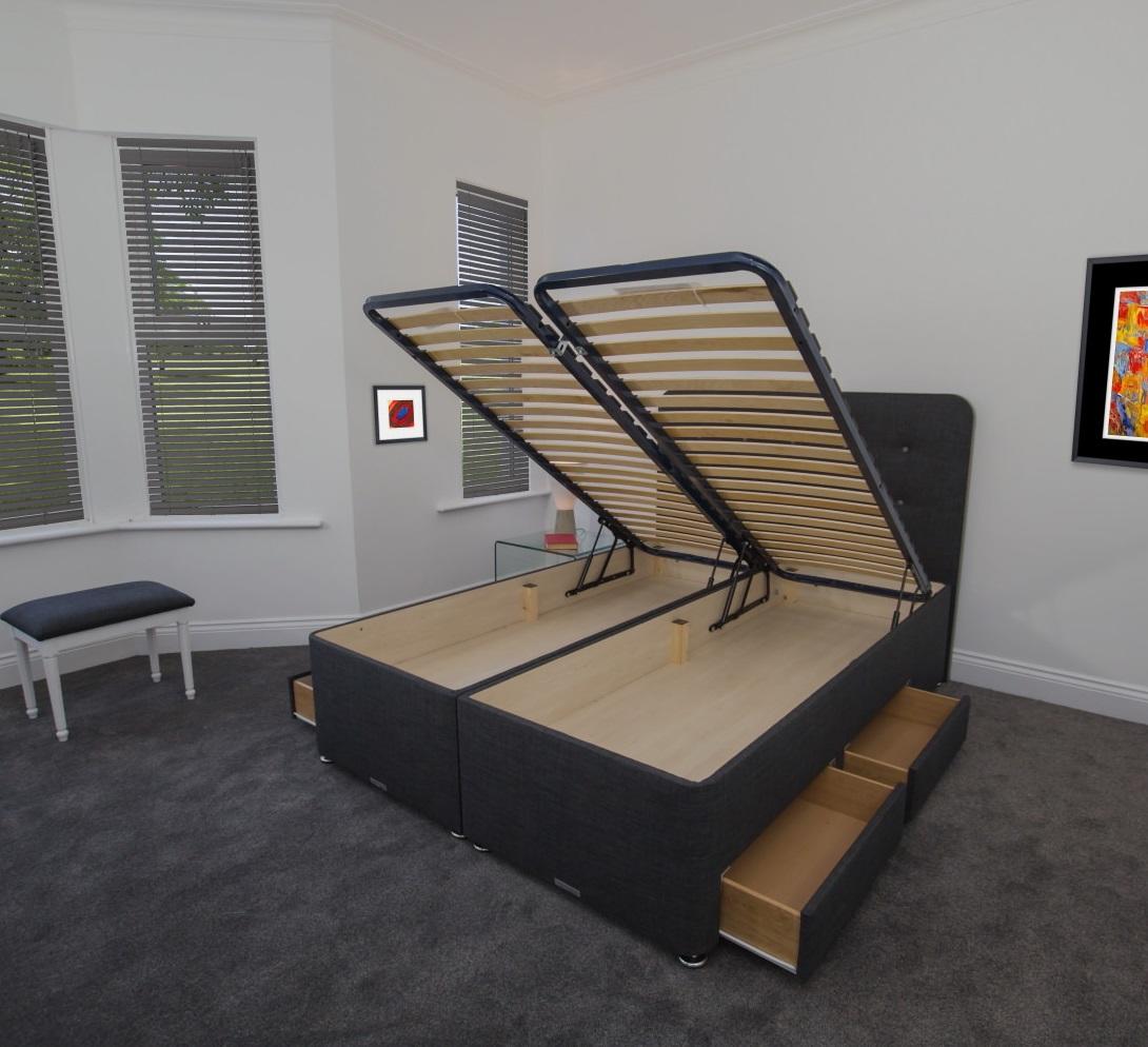 Large Storage 40cm Deep Ottoman With Drawer Storage Bed Base Only