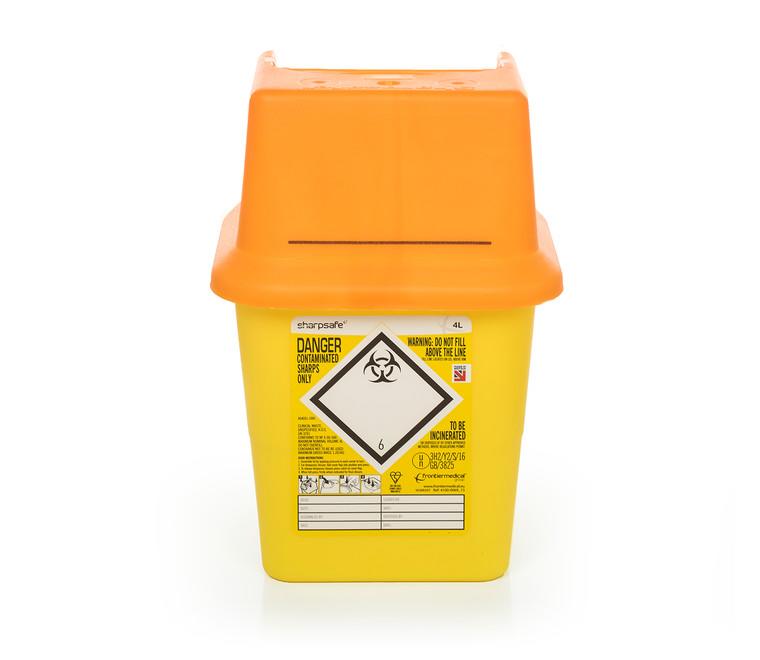 4L sharps disposal bins orange box of 50 (SKU S4LO5041005410)